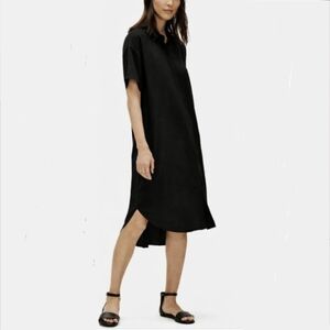 100 SILK - Eileen Fisher Silk Dress Black Shift Dress Small